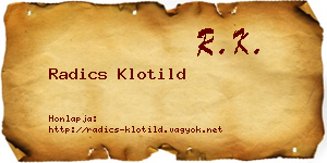 Radics Klotild névjegykártya
